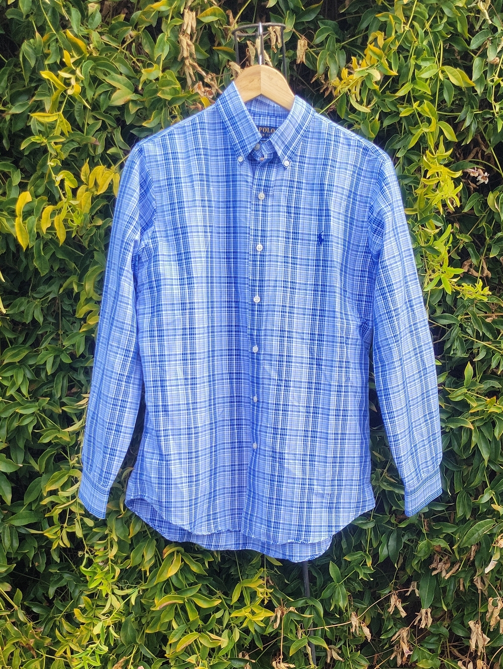 Polo Ralph Lauren Blue Plaid Performance Classic Fit Coolmax Button-Down Shirt